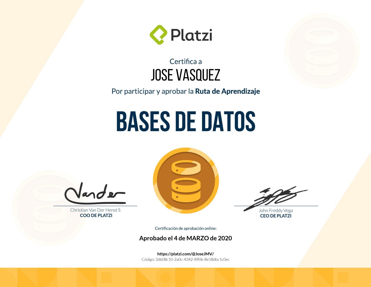 platzi certificate