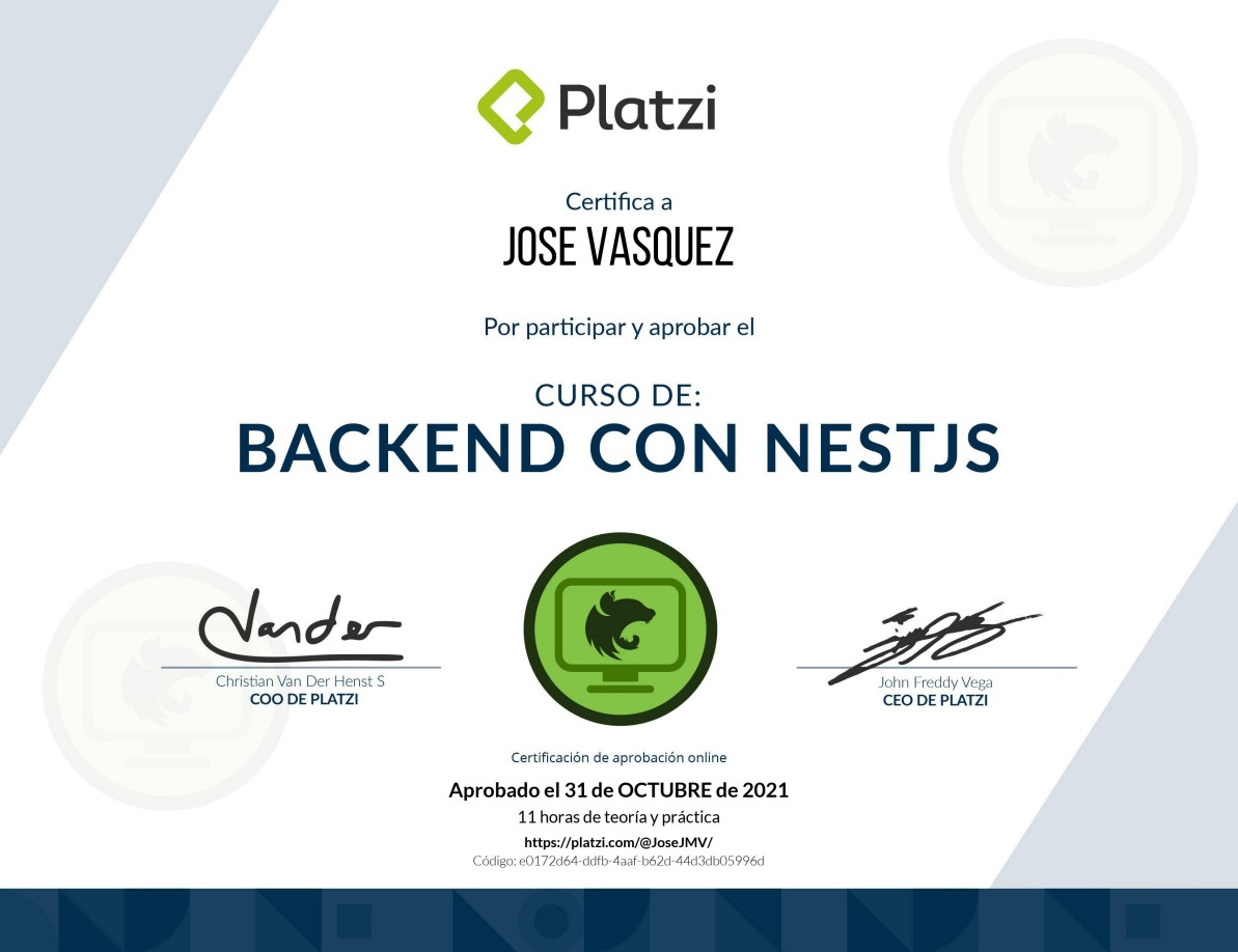 platzi certificate