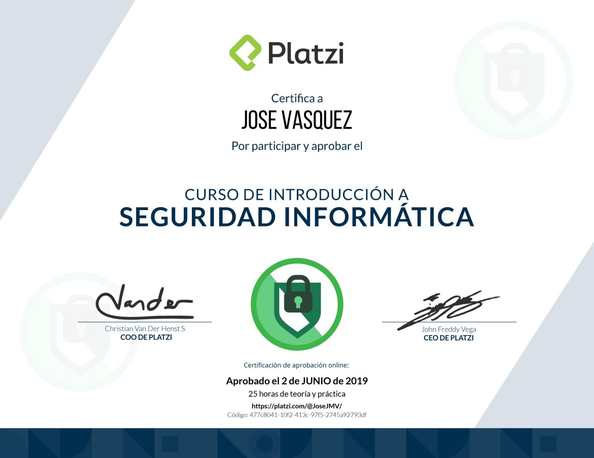 platzi certificate